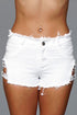 Buckled Down Denim Shorts White S by BE WICKED | Fleurcouture