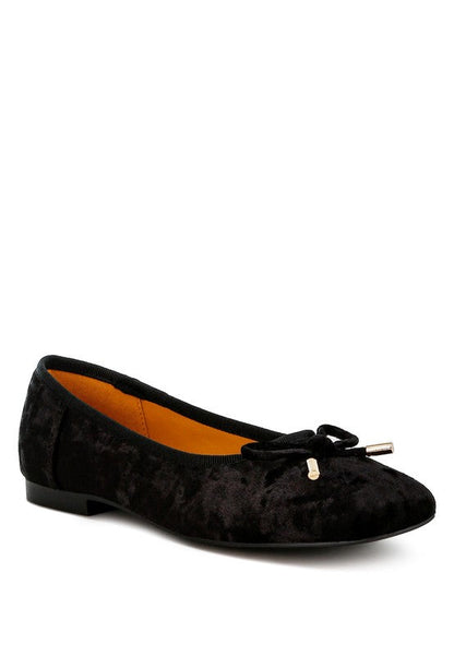 Buckrose Velvet Bow Ballerinas Black US-5 / UK-3 / EU-36 by Rag Company | Fleurcouture