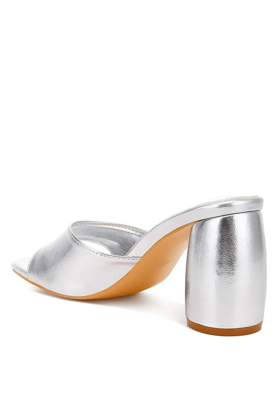 Bumblin Metallic Faux Leather Slip On Sandals Silver by Rag Company | Fleurcouture