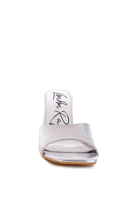 Bumblin Metallic Faux Leather Slip On Sandals Silver by Rag Company | Fleurcouture