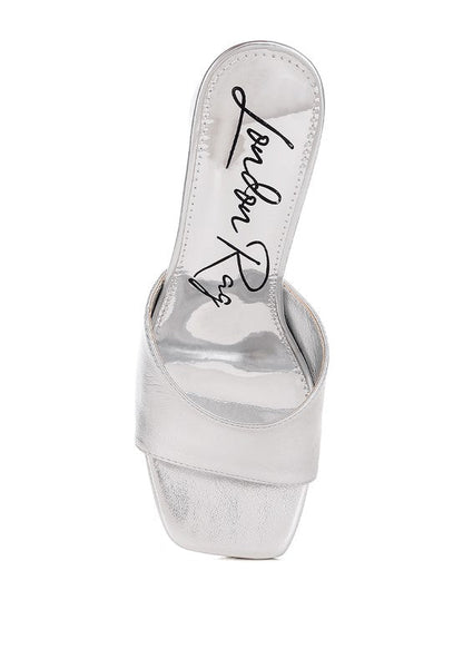 Bumblin Metallic Faux Leather Slip On Sandals Silver by Rag Company | Fleurcouture