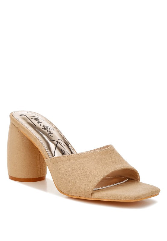 Bumblin Round Heel Micro Suede Sandals Beige US-5 / UK-3 / EU-36 by Rag Company | Fleurcouture