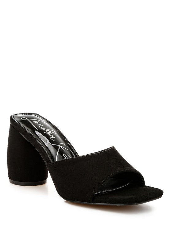 Bumblin Round Heel Micro Suede Sandals Black US-5 / UK-3 / EU-36 by Rag Company | Fleurcouture