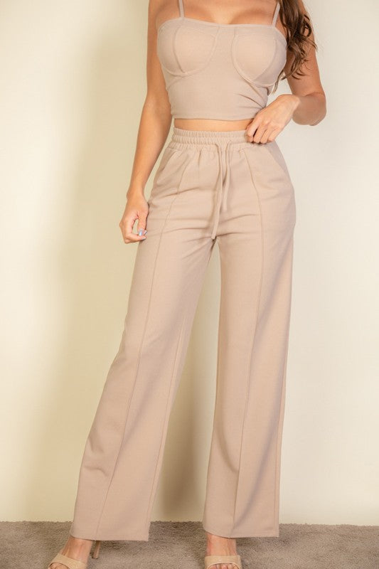 Bustier Cami Top &amp; Slant Straight Pants by Capella | Fleurcouture