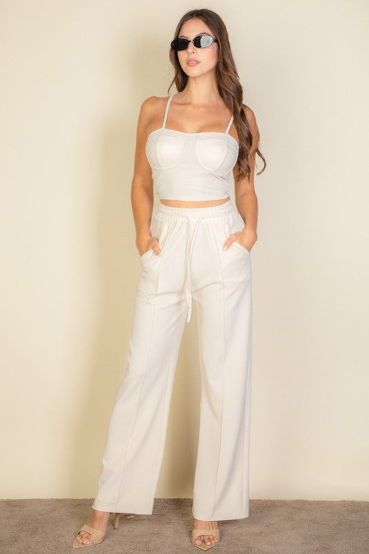 Bustier Cami Top &amp; Slant Straight Pants by Capella | Fleurcouture