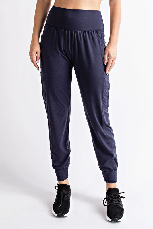 Butter Jogger With Side Pockets Navy S by Rae Mode | Fleurcouture