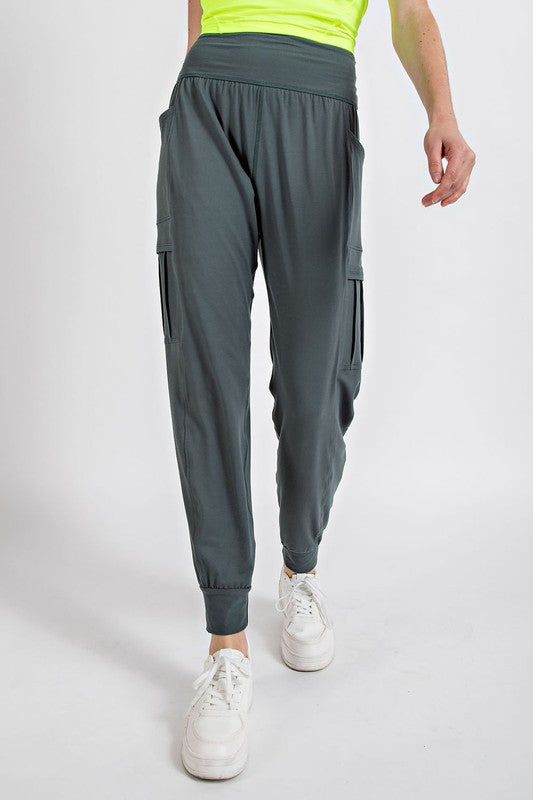 Butter Jogger With Side Pockets Smoked Spruce S by Rae Mode | Fleurcouture