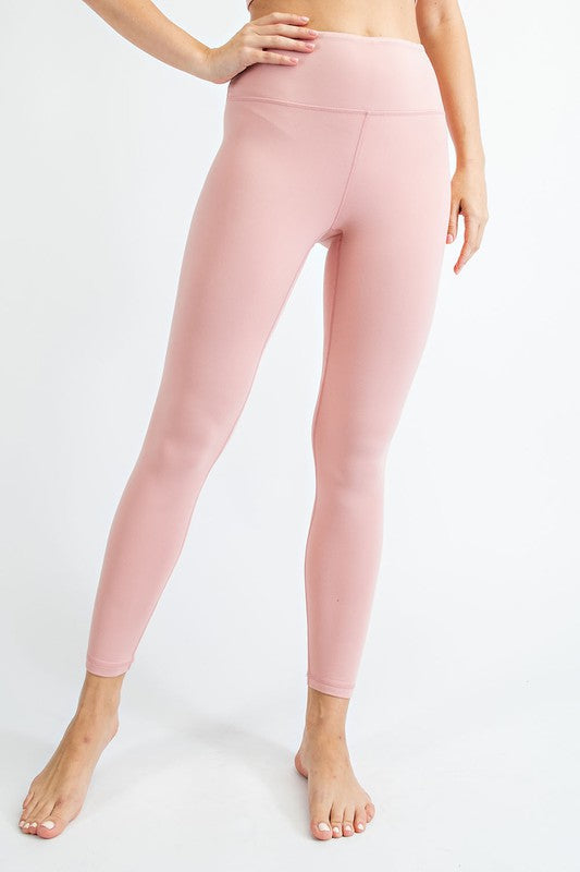 Butter Soft Basic Full Length Leggings Pink M by Rae Mode | Fleurcouture