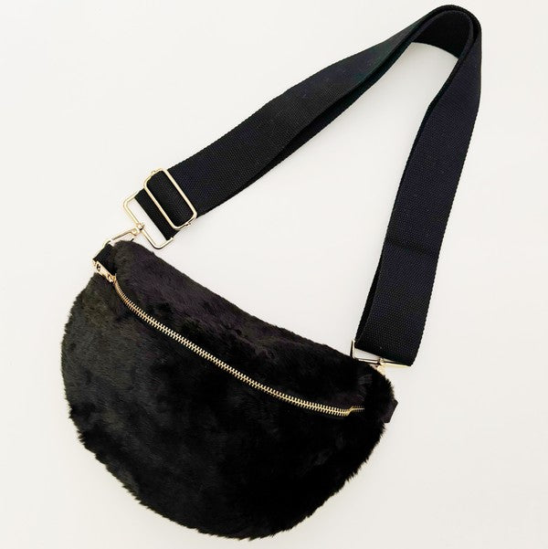 Butter Soft Furly Sling Bag Black OS by Ellison and Young | Fleurcouture