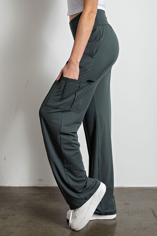 Butter Straight Leg Cargo Pants Smoked Spruce S by Rae Mode | Fleurcouture