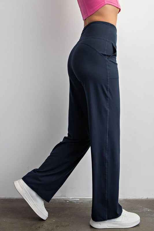 Butter Straight Leg Pants Nocturnal Navy S by Rae Mode | Fleurcouture