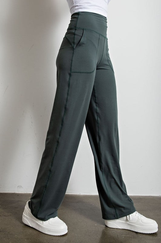 Butter Straight Leg Pants Smoked Spruce S by Rae Mode | Fleurcouture