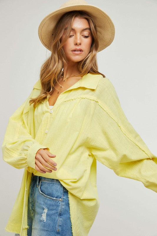 Button Down Relaxed Fit Shirt by Davi &amp; Dani | Fleurcouture