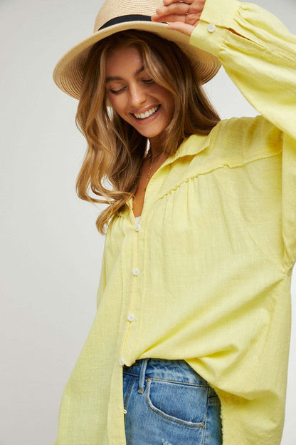 Button Down Relaxed Fit Shirt by Davi &amp; Dani | Fleurcouture