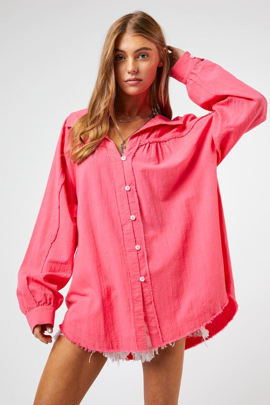 Button Down Relaxed Fit Shirt by Davi &amp; Dani | Fleurcouture