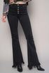 Button Fly Fray Hem Flare Jeans BLACK 0 by Denim Lab USA | Fleurcouture