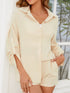 Button Up Long Sleeve Top and Shorts Set Pastel Yellow S Women&