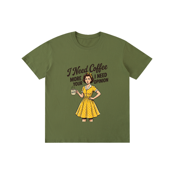 Ineedcoffeemore,funny,sarcastic,retro,1950s,tee,tshirt