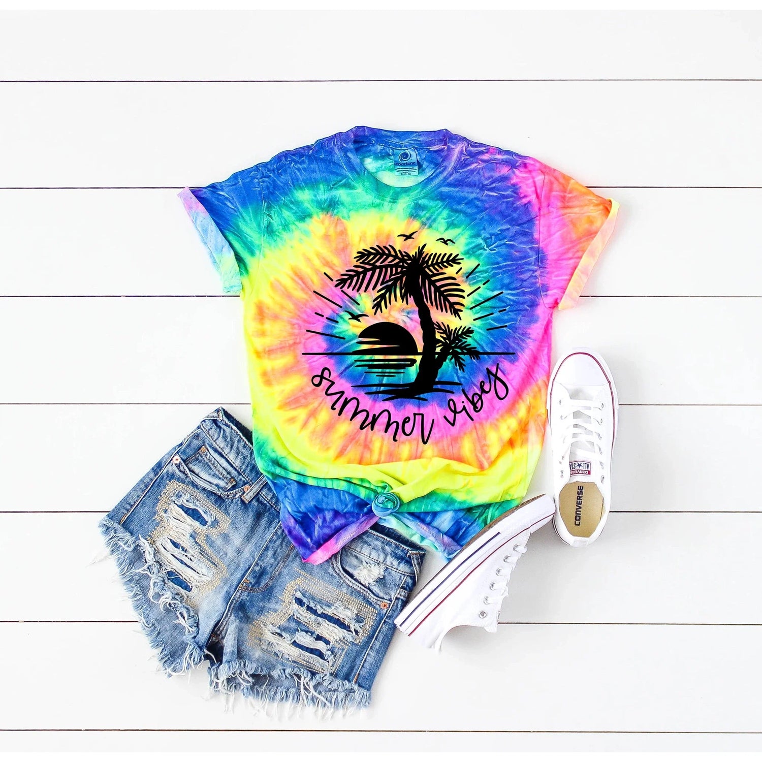 Summer Vibes Tie-dye   Graphic Tee