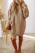 Cable-Knit Round Neck Sweater Dress Tan S Women&