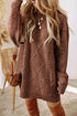 Cable-Knit Round Neck Sweater Dress Taupe XL Women&