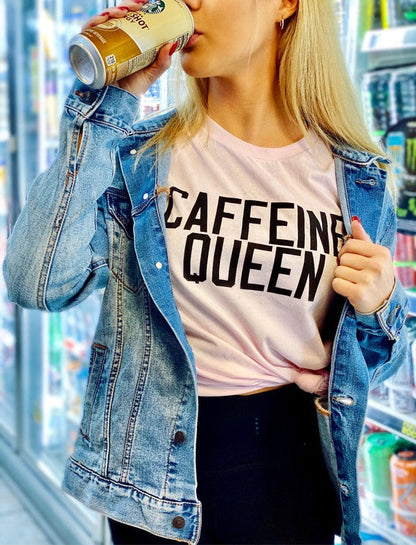 Caffeine Queen Crewneck Tee Soft Pink S by Ocean and 7th | Fleurcouture