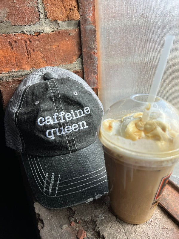 Caffeine Queen Trucker Hat Aqua One size by Ocean and 7th | Fleurcouture