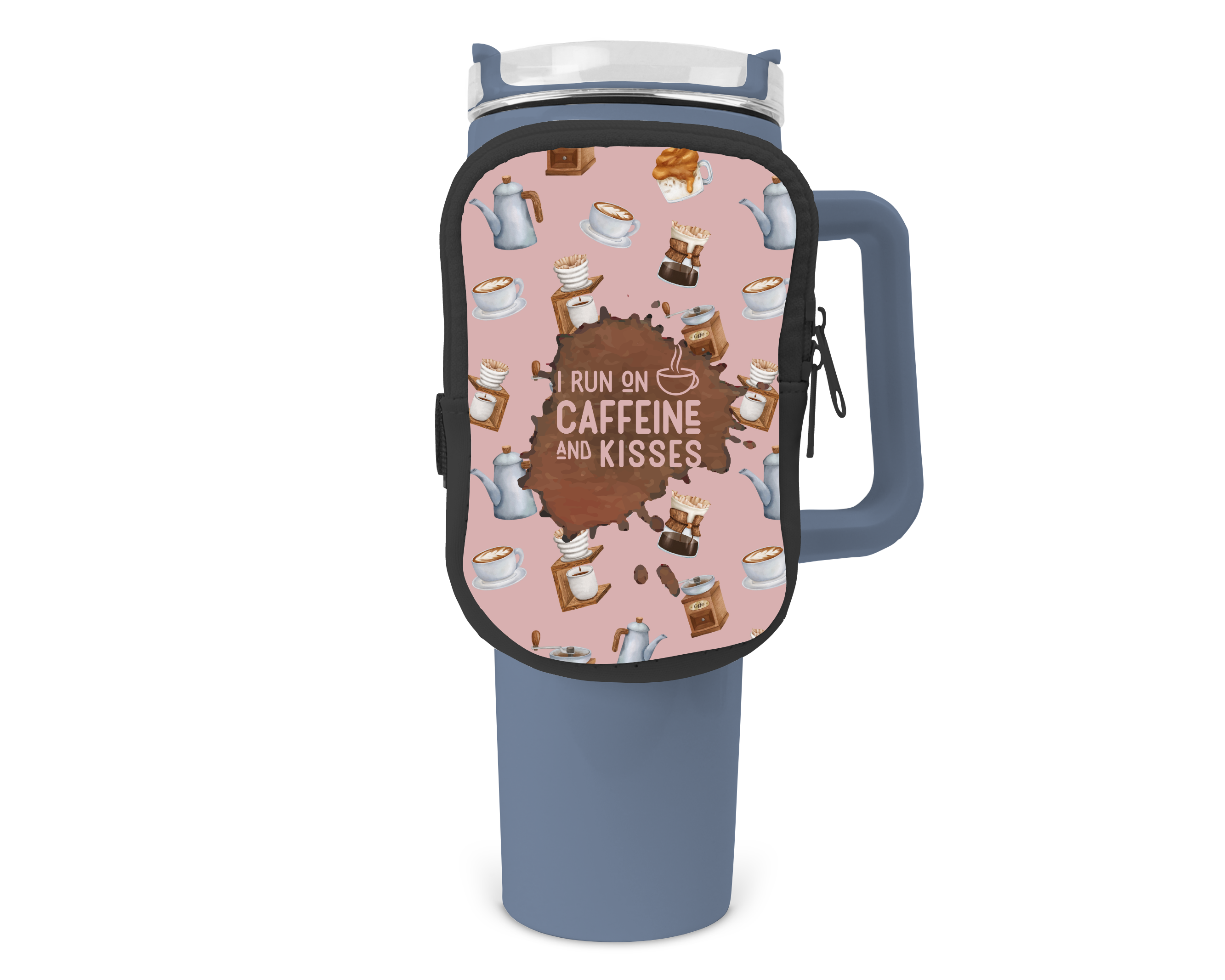 Caffiene And Kisses Zippered Pouch/Bag For 40oz Tumbler Tumbler by Tea-Shirt Shoppe | Fleurcouture