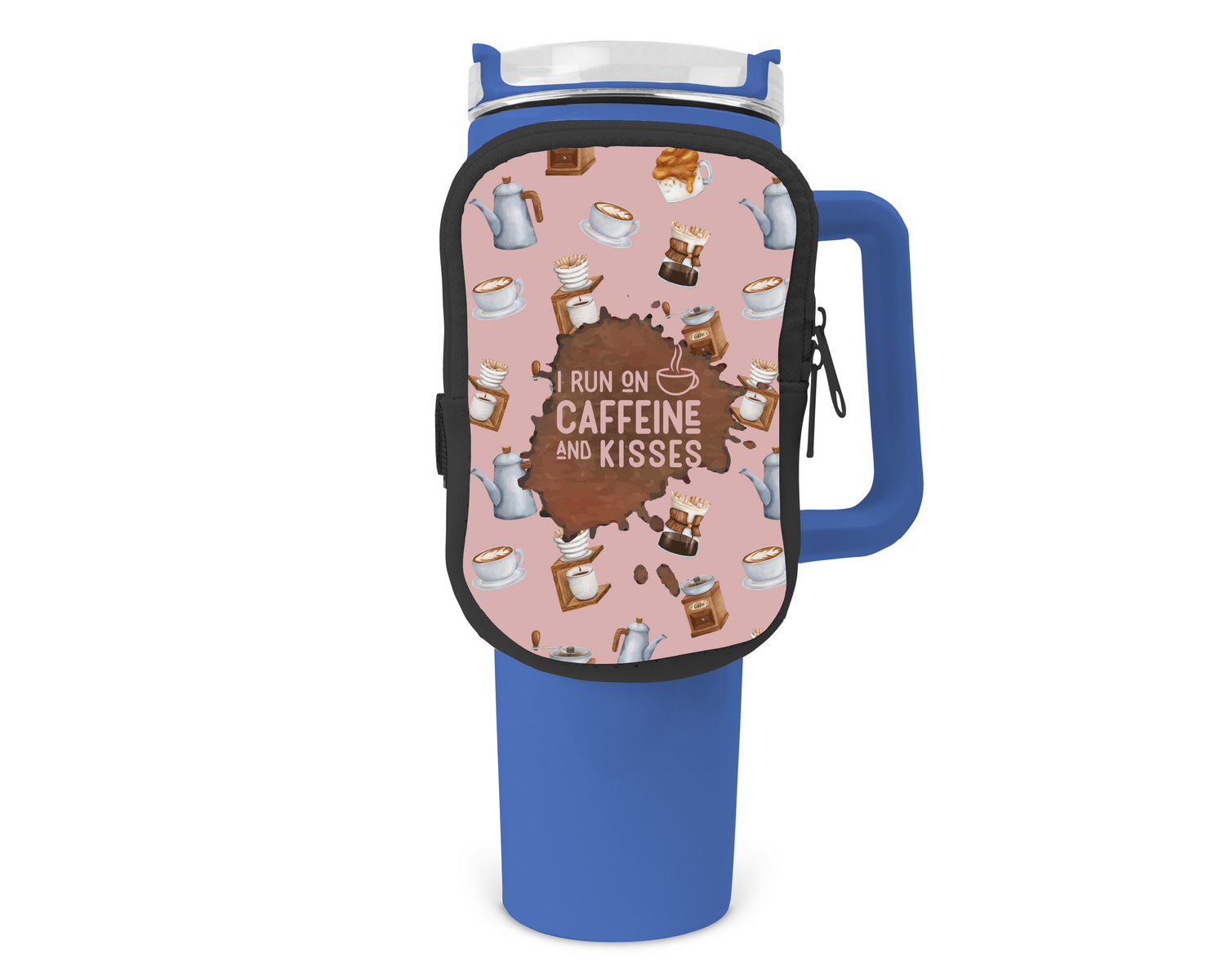 Caffiene And Kisses Zippered Pouch/Bag For 40oz Tumbler Tumbler by Tea-Shirt Shoppe | Fleurcouture