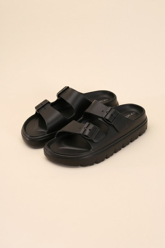 CAIRO-1 Buckle Strap Slides by Top Guy Footwear | Fleurcouture