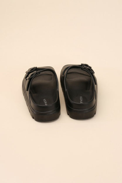 CAIRO-1 Buckle Strap Slides by Top Guy Footwear | Fleurcouture