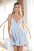 Cami Surplice Mini Dress Steel Blue XS by One and Only Collective Inc | Fleurcouture