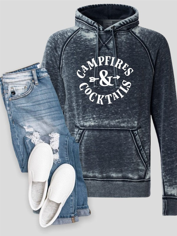 Campfires and Cocktails Vintage Hoodie Vintage Navy 2X by Ocean and 7th | Fleurcouture