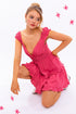 Cap Sleeve Ruffle Mini Dress PINK S by LE LIS | Fleurcouture