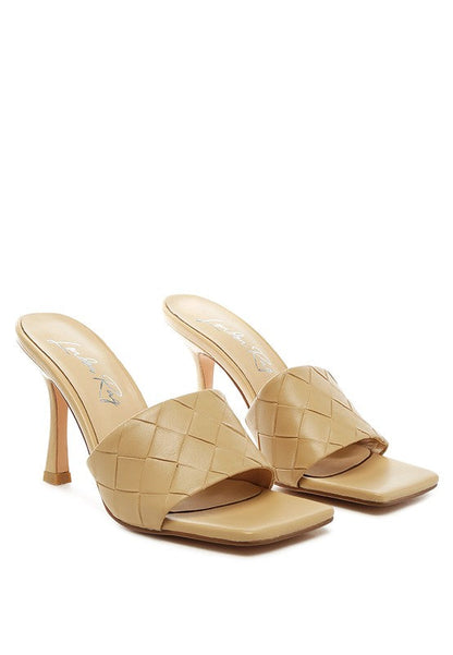 Carmen High Heeled Woven Square Toe Sandal by Rag Company | Fleurcouture