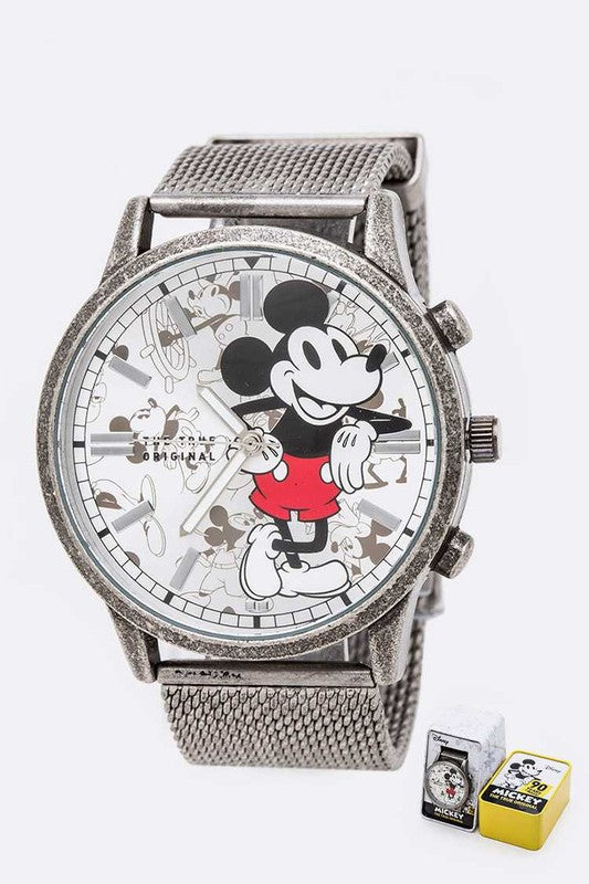 Cartoon Dial Mickey Mouse Large Dial Watch Silver O/S by Artini Accessories | Fleurcouture