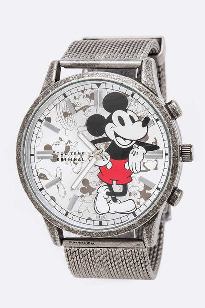 Cartoon Dial Mickey Mouse Large Dial Watch Silver O/S by Artini Accessories | Fleurcouture