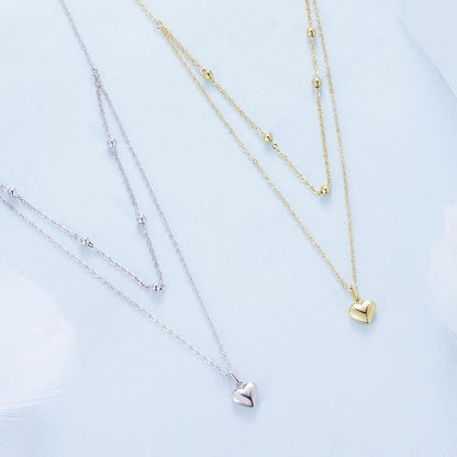 casual heart shape sterling silver plating inlay zircon white gold plated layered necklaces Jewelry by Fleurcouture | Fleurcouture