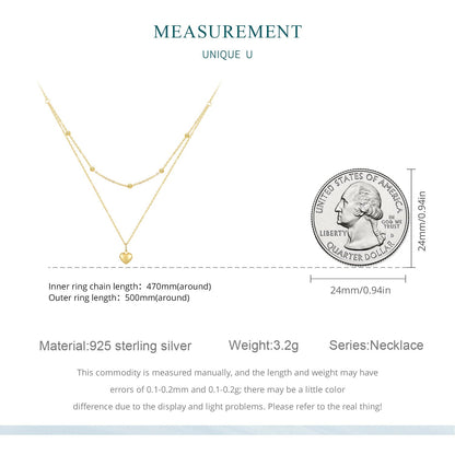 casual heart shape sterling silver plating inlay zircon white gold plated layered necklaces Jewelry by Fleurcouture | Fleurcouture