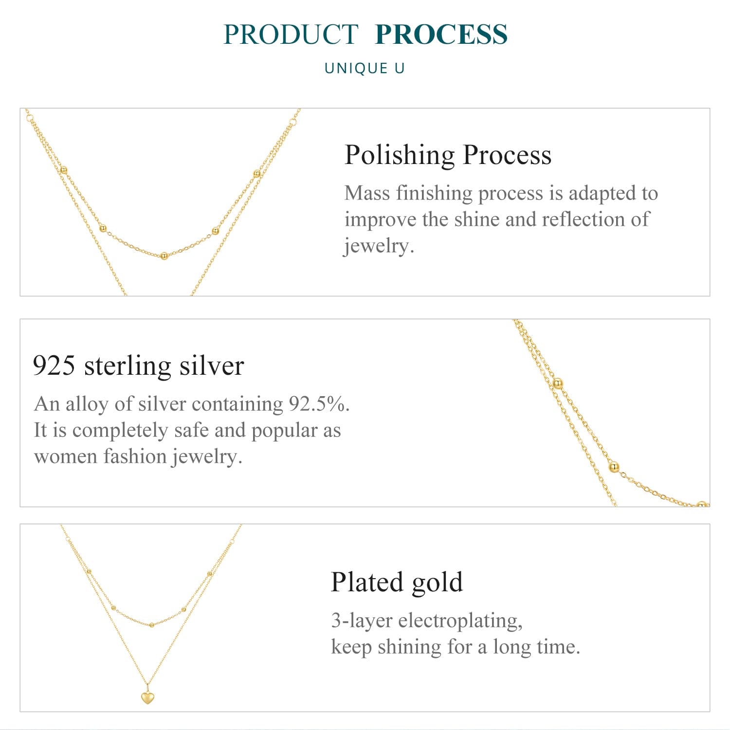 casual heart shape sterling silver plating inlay zircon white gold plated layered necklaces Jewelry by Fleurcouture | Fleurcouture