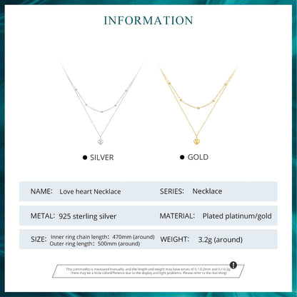 casual heart shape sterling silver plating inlay zircon white gold plated layered necklaces Jewelry by Fleurcouture | Fleurcouture