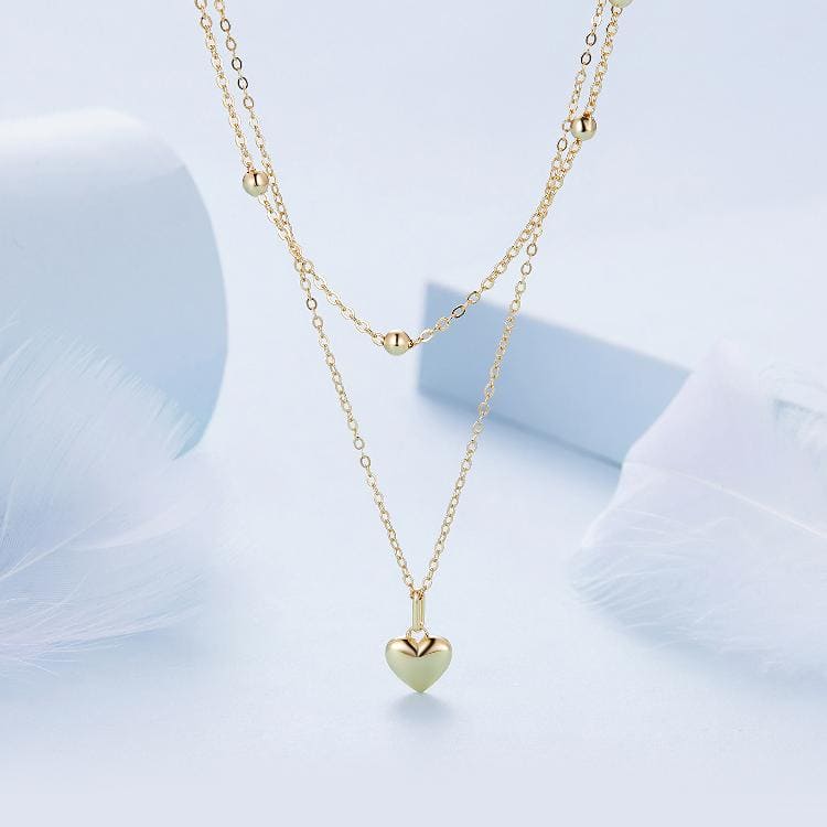 casual heart shape sterling silver plating inlay zircon white gold plated layered necklaces Jewelry by Fleurcouture | Fleurcouture
