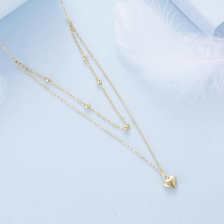 casual heart shape sterling silver plating inlay zircon white gold plated layered necklaces Jewelry by Fleurcouture | Fleurcouture