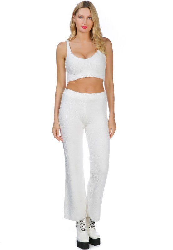 Casual Solid Knitted Crop Top White L by Rag Company | Fleurcouture