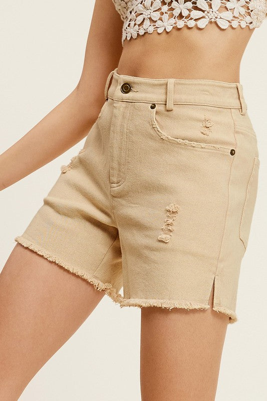 CASUAL WASHED STYLE DENIM SHORTS WITH POCKETS by La Miel | Fleurcouture