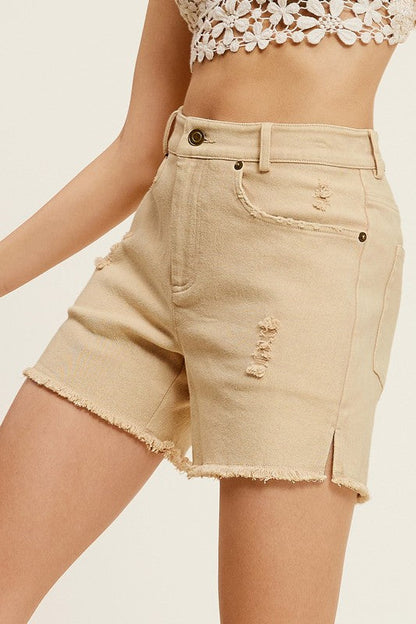 CASUAL WASHED STYLE DENIM SHORTS WITH POCKETS by La Miel | Fleurcouture