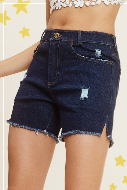 CASUAL WASHED STYLE DENIM SHORTS WITH POCKETS by La Miel | Fleurcouture