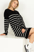 Casually Chic Striped Sweater Dress BLACK/CREAM S by HYFVE | Fleurcouture