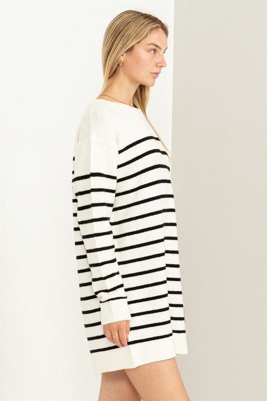 Casually Chic Striped Sweater Dress by HYFVE | Fleurcouture