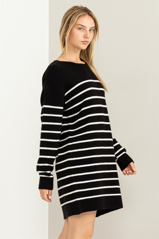 Casually Chic Striped Sweater Dress by HYFVE | Fleurcouture